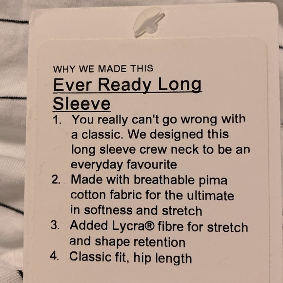 ❤️ Lululemon Ever Ready Long Sleeve Stripe Shirt Size 4 NWT - Picture 7 of 12